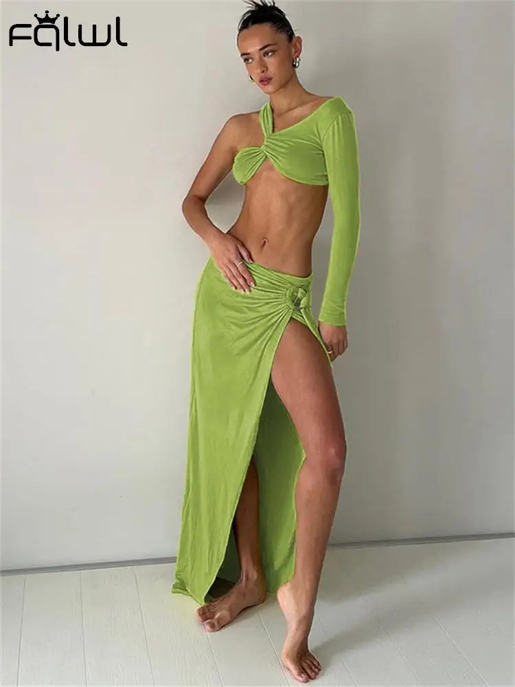 

Женский костюм с юбкой на одно плечо, без бретелек, с разрезом