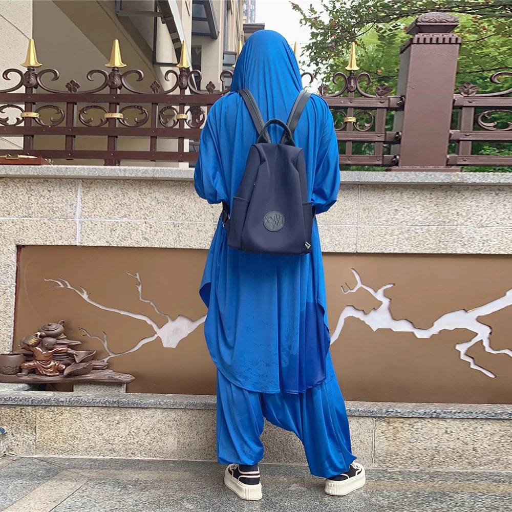 Muslimah Women Clothes Suits Niqab Abaya+Harem Pants 2pcs Robe Sets Full Cover Islamic Ladies Hijab Prayer Dress Free Size