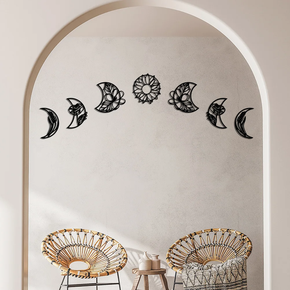 

1 Set of Wall Sticker Creative Moon Phase Wall Decal Hollow Acrylic Moon Wall Sticker