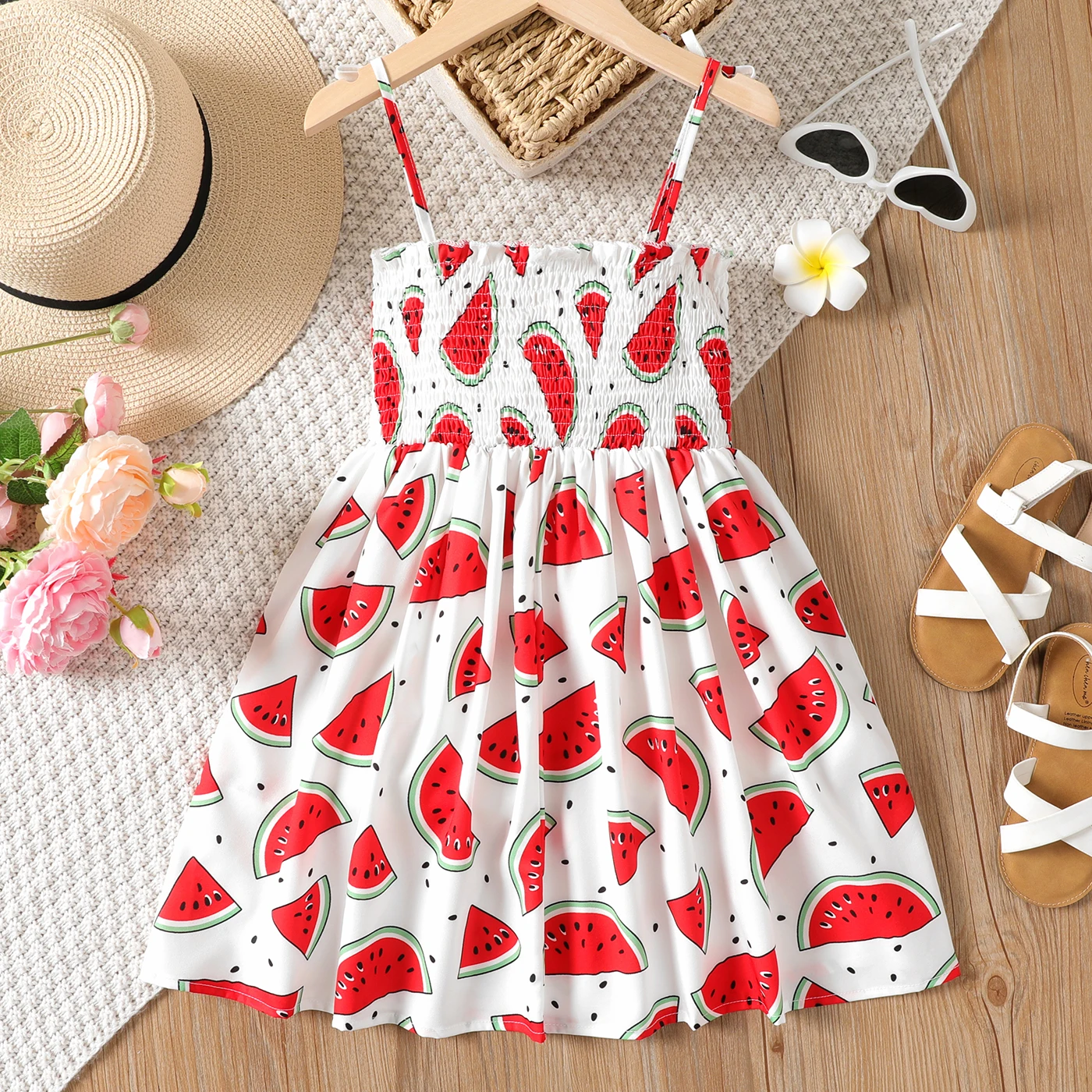 

PatPat Kid Girl Fruit Pattern Smocked Slip Dress