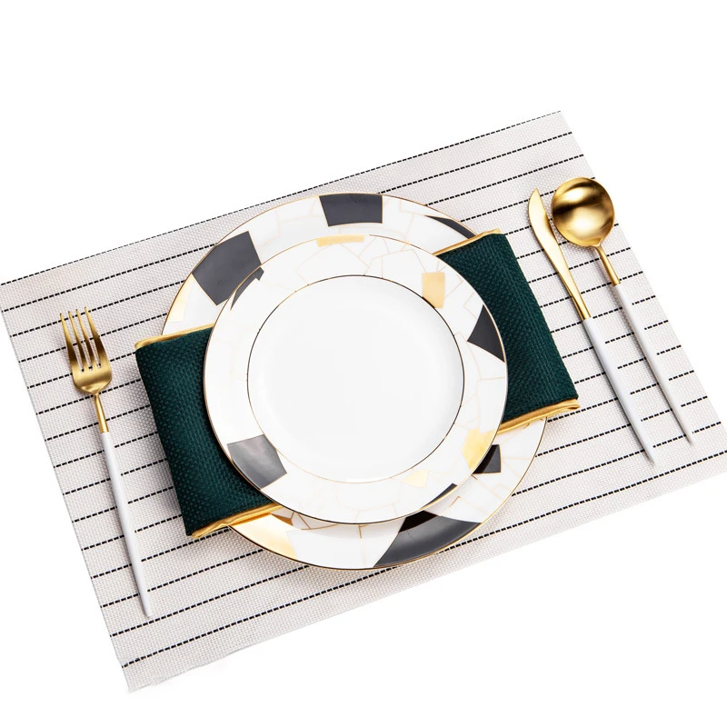 

Luxury Full Tableware of Plates Gold Knife Fork Spoon ceramic dishes Full tableware of Plates dinnerware assiette Kitchenware