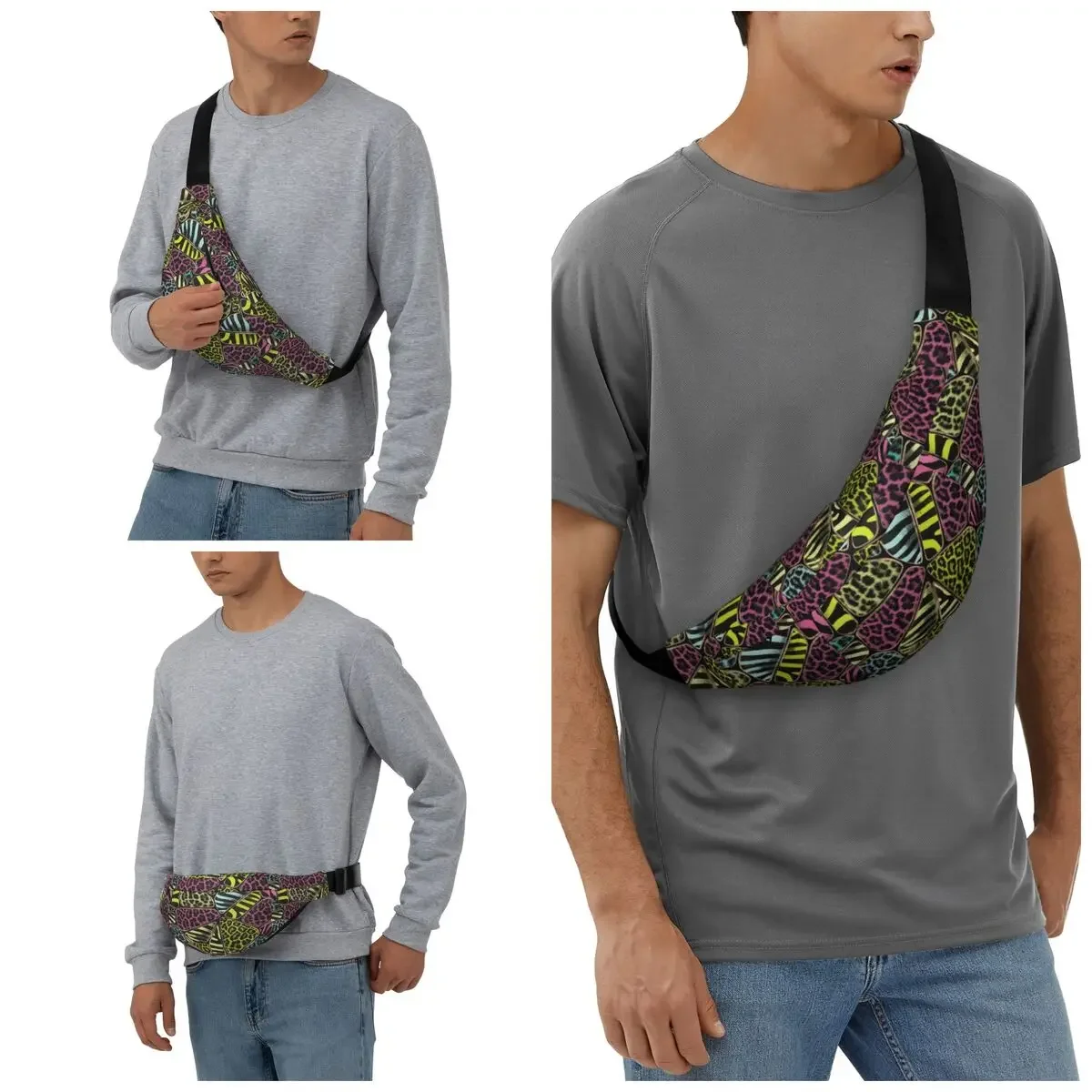 Поясная сумка с текстурой леопарда и зебры красочная поясная животным принтом