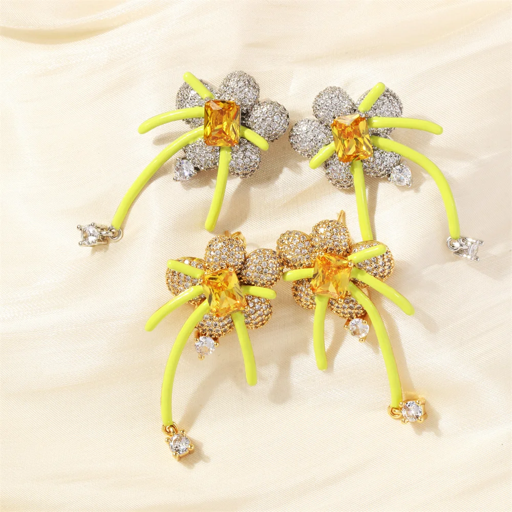 

Новинка 2023, дизайнерские серьги в виде цветов, увеличенные милые золотистые серьги в форме капли, масляная застежка для ушей, Женская Модная бижутерия