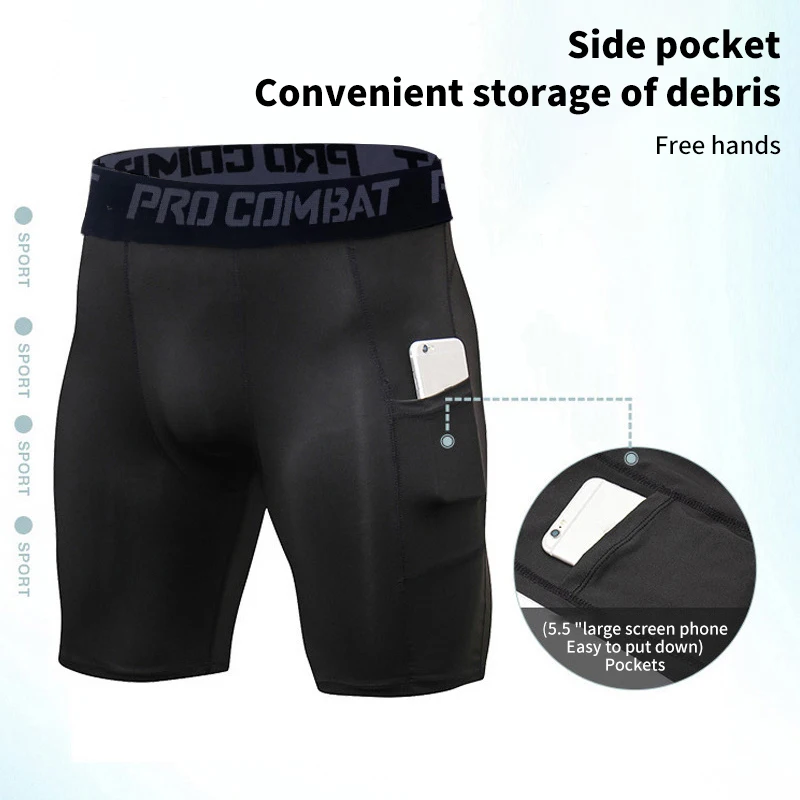 Спортивные и фитнес-шорты с карманами для мужчин облегающие тренировочные
