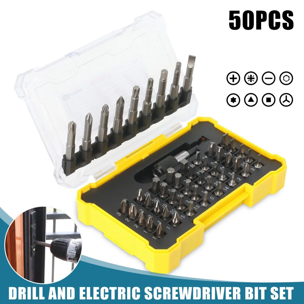 

50PCS Torx Flat Hex Cross Screwdriver Bit With Extension Rod Electric Repair Kit Hand Tools Power Tool