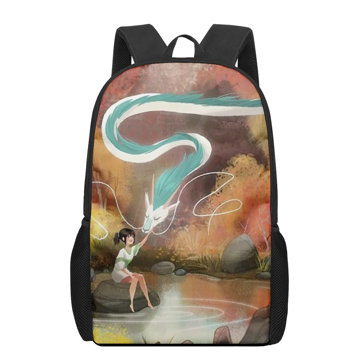 Anime Spirited Away Print Student Book Bags for Kids Boys Girls Backpack Children School Bag Mochilas 16inch Bookbags Satchel