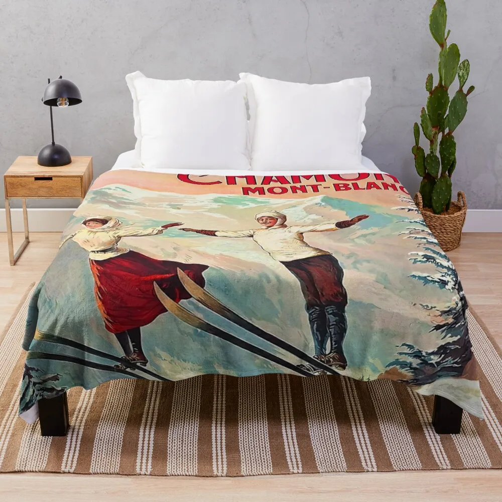 

Chamonix, Mont Blanc - Vintage Throw Blanket Fashion Sofa Blankets Blanket Sofa