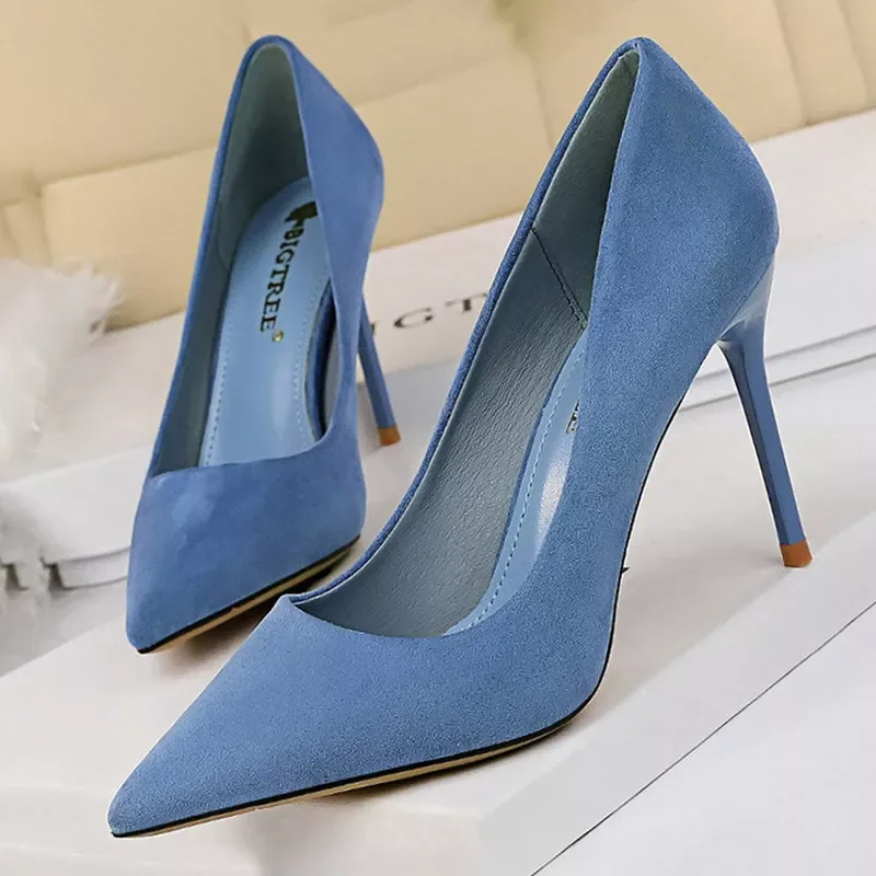 

NEW 2023 BIGTREE Shoes 2022 New Women Pumps Suede High Heels Shoes Fashion Office Shoes Stiletto Party Shoes Female Comfort Wome