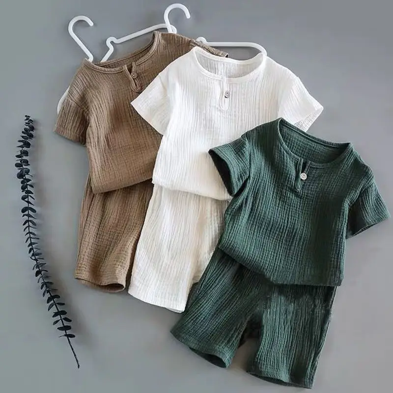 

Boys Summer Suits Girls Baby Summer Short-Sleeved Suits 2022 New Cotton Children's Clothes