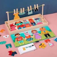38set hanging clothes pretend play change clothes parent child montessori wood sorter game for 3 4 5 years old toy party gift