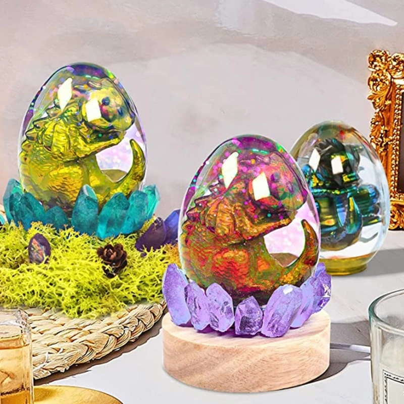 

Форма для 3D дракона и яйца из эпоксидной смолы, осветительная основа, форма для рукоделия, украшение для рукоделия, Прямая поставка