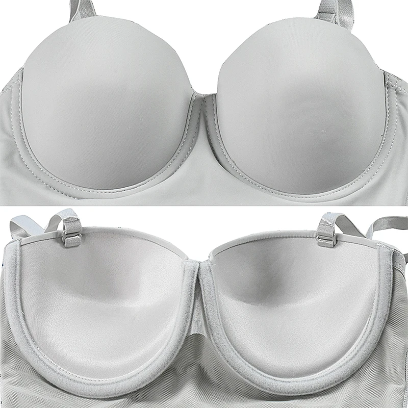 Closed Crotch Playsuit Grey Cup Bodysuit Women Skinny Sleeveless Strapy Romper Shapewear Compression Body Shaper Curve