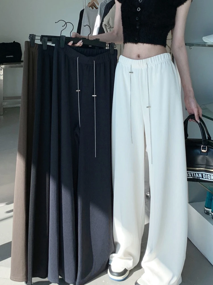 

Свободные прямые женские спортивные брюки с широкими штанинами, осень 2022, свободные прямые женские брюки-джоггеры с широкими штанинами в ст...