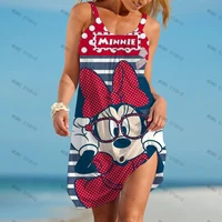 fashion summer dresses woman 2022 disney women sling womens beach dress minnie mouse party 3d print boho elegant mickey y2k