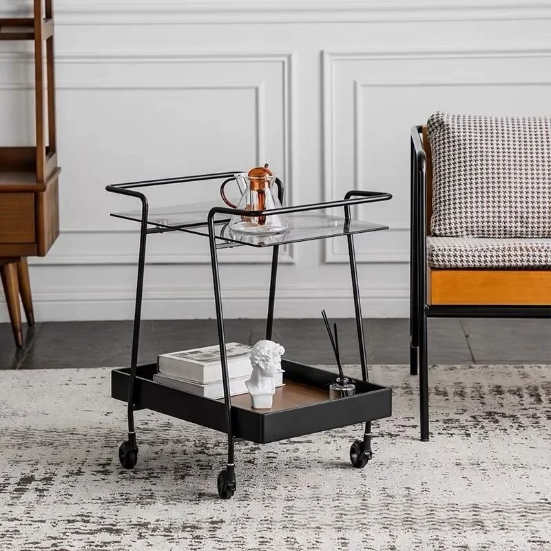 Маленькая тележка бытовой светильник роскошная стойка для хранения передвижная