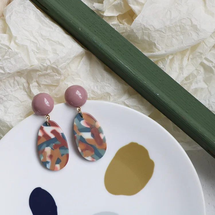 2021 японские цветные таинственные серьги с масляной живописью Morandi ручной работы простые и универсальные индивидуальные нишевые серьги-кли...