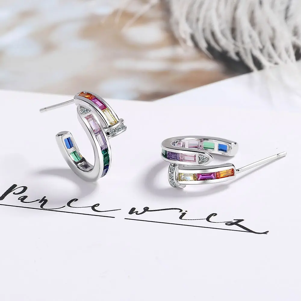 Rainbow Earrings Fashion Girls Cute Stud Earrings Women
