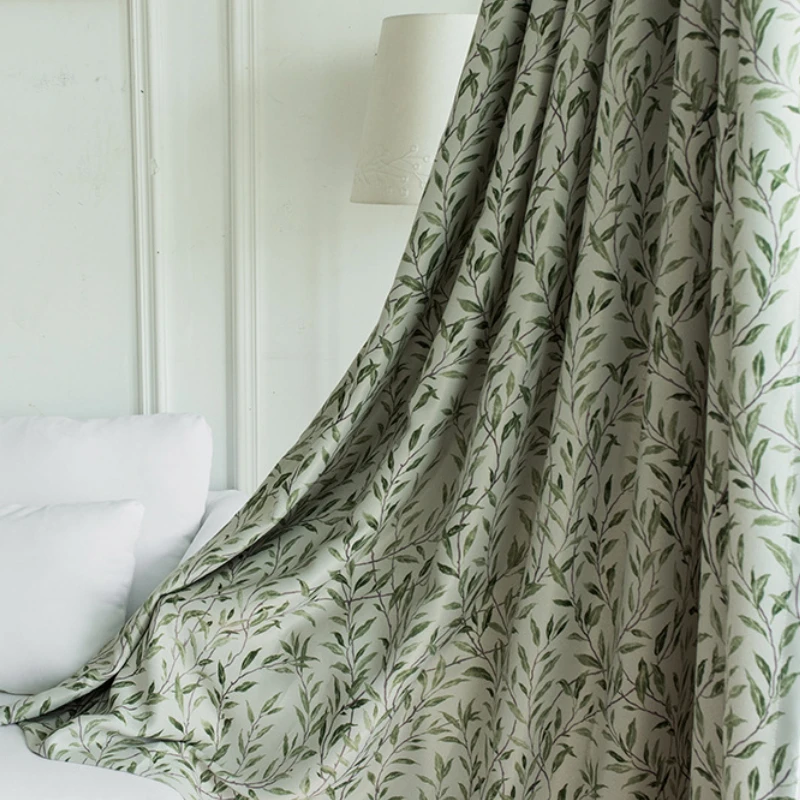 

2023 New Willow Branches Modern Pastoral European Style Printed Screens Curtains for Living Dining Room Bedroom