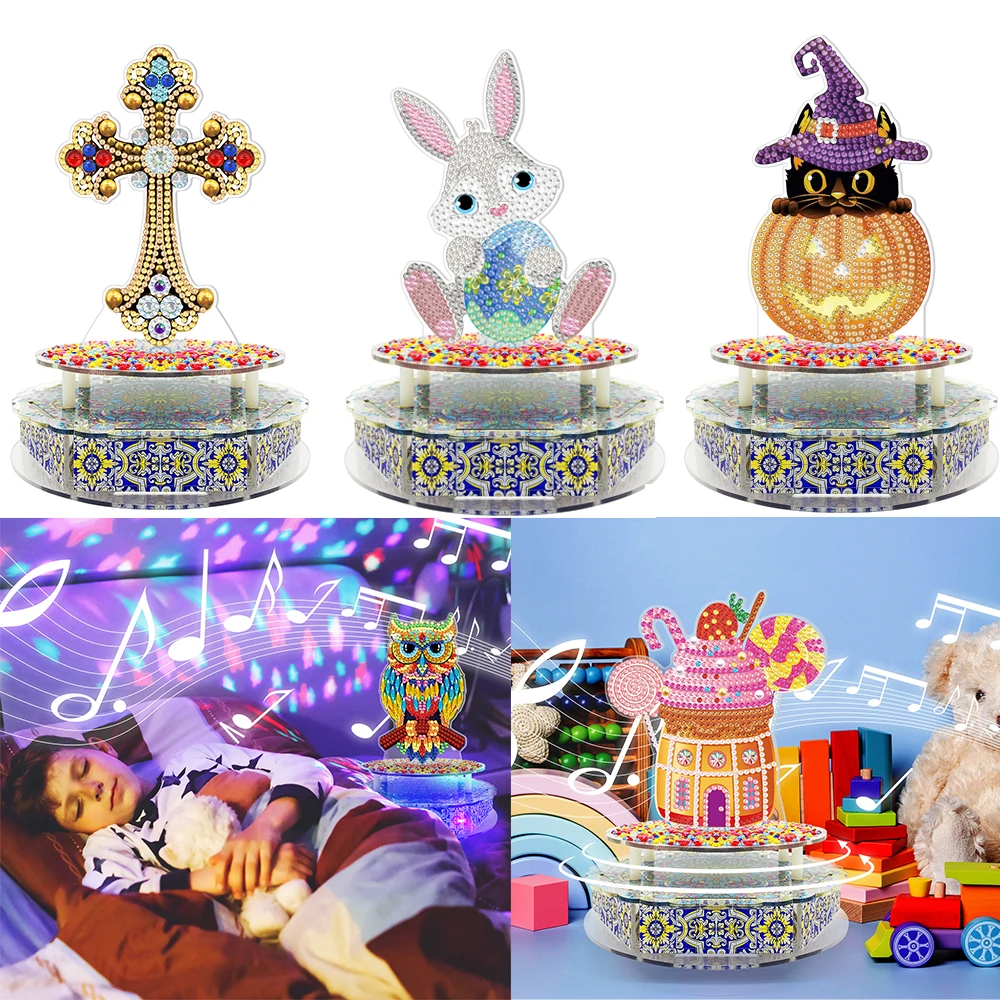 Новая Алмазная картина Музыкальная шкатулка со звуком искусство ручной работы