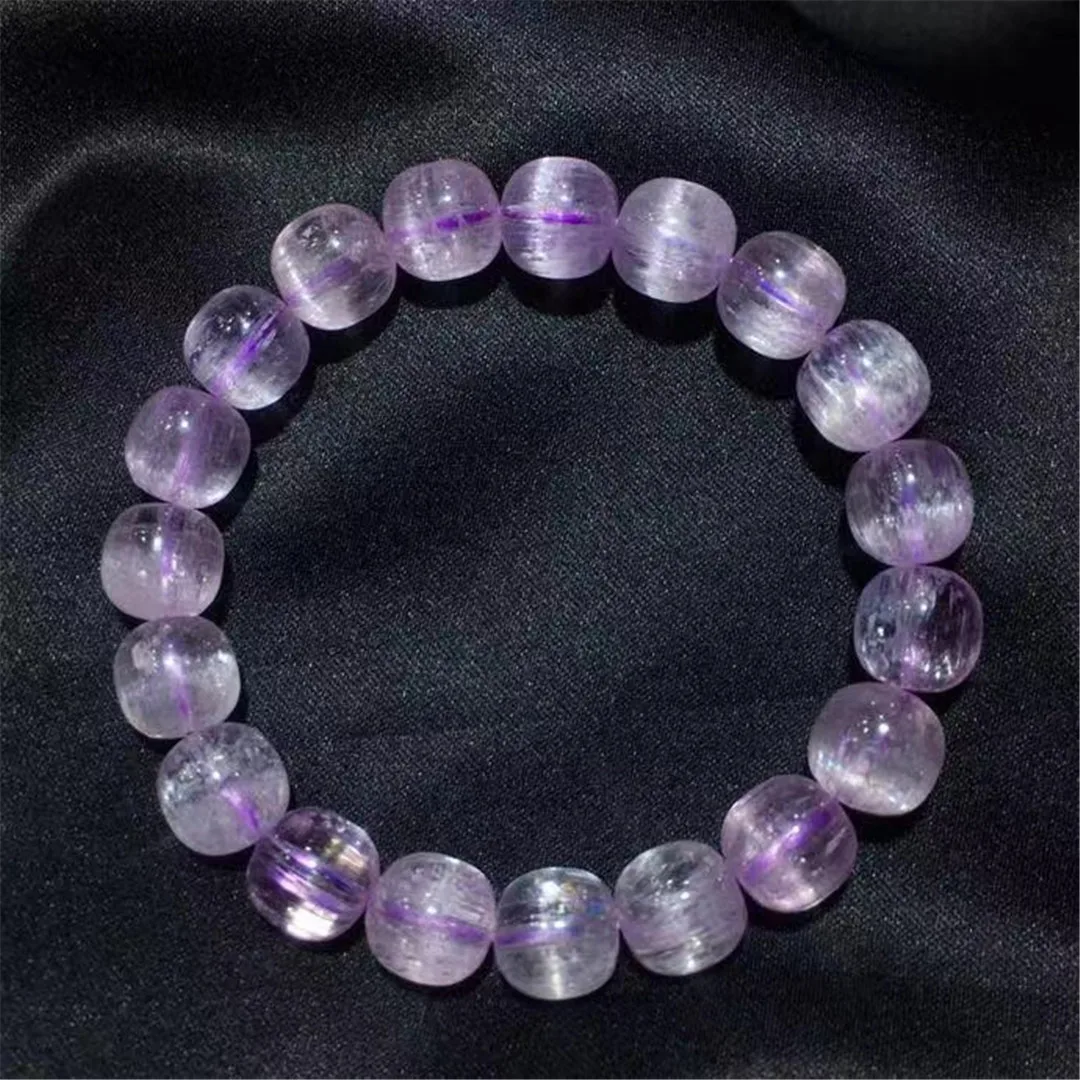 

10mm Natural Ice Purple Kunzite Bracelet Jewelry For Women Men Love Healing Gift Crystal Round Beads Cat Eye Stone Strands AAAAA