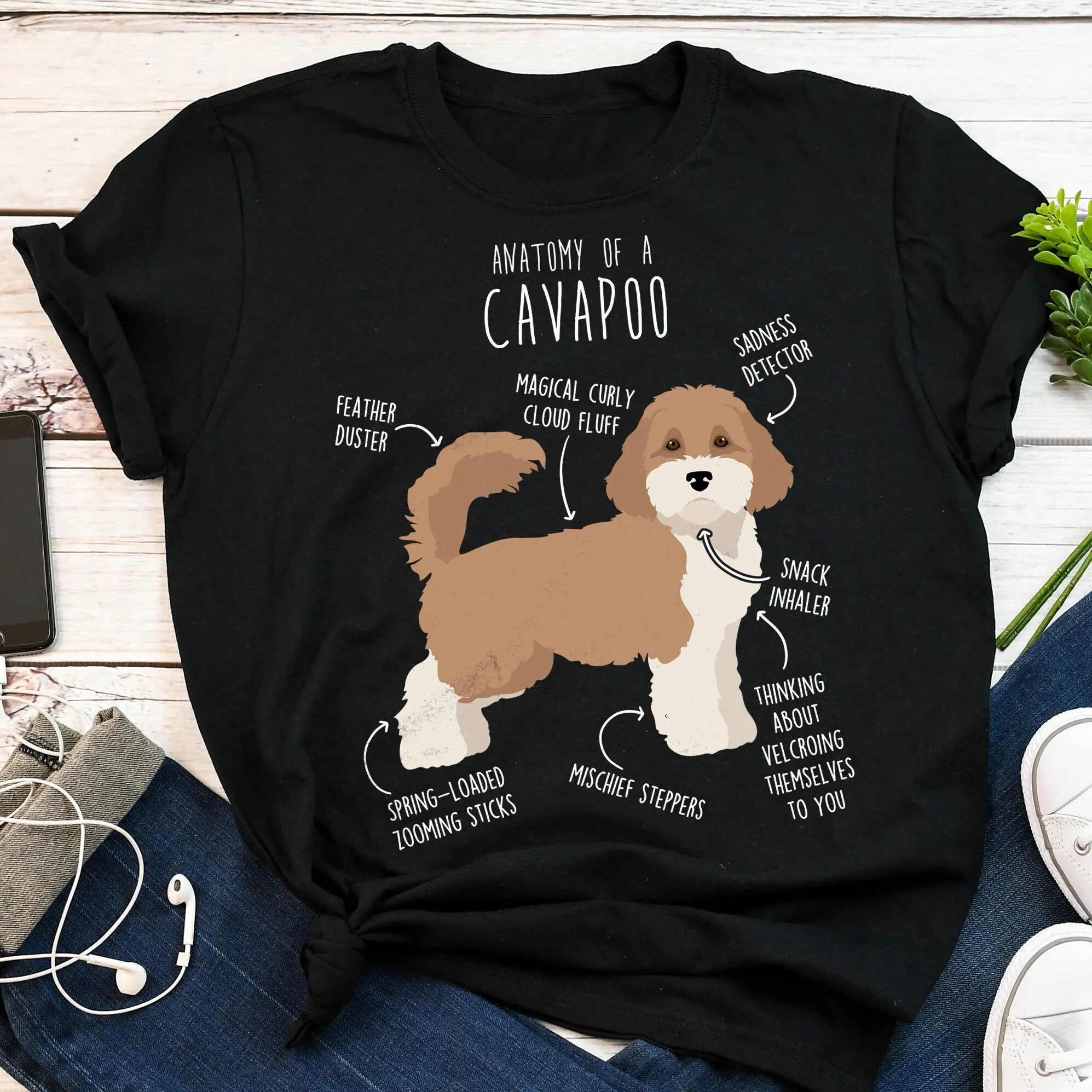 Футболка Parti Cavapoo забавная футболка для любителей собак милый каракули пудель