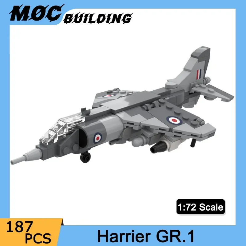 

DIY Military Series Building Blocks Harrier GR.1 Aircraft Model 1:72 Scale Fighter Bricks DIY Assembly Toys Kids Birthday Gifts