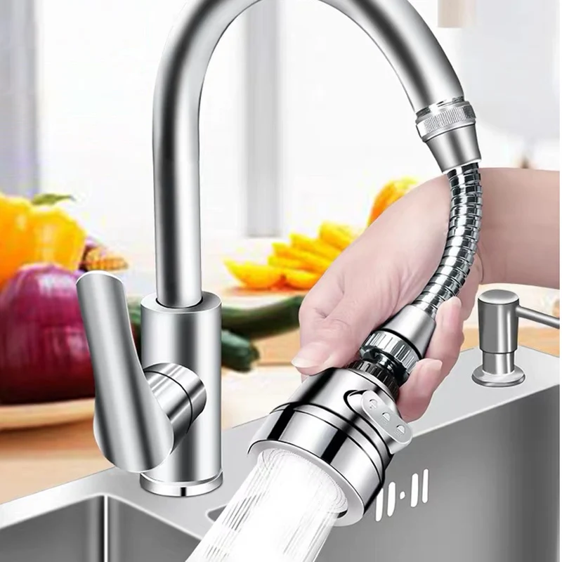 

3 Head Bubbler Nozzle Fauce Bent Faucet Water Aerator Extended Faucet Modes Hose Kitchen Saving 360°rotatable Kitchen