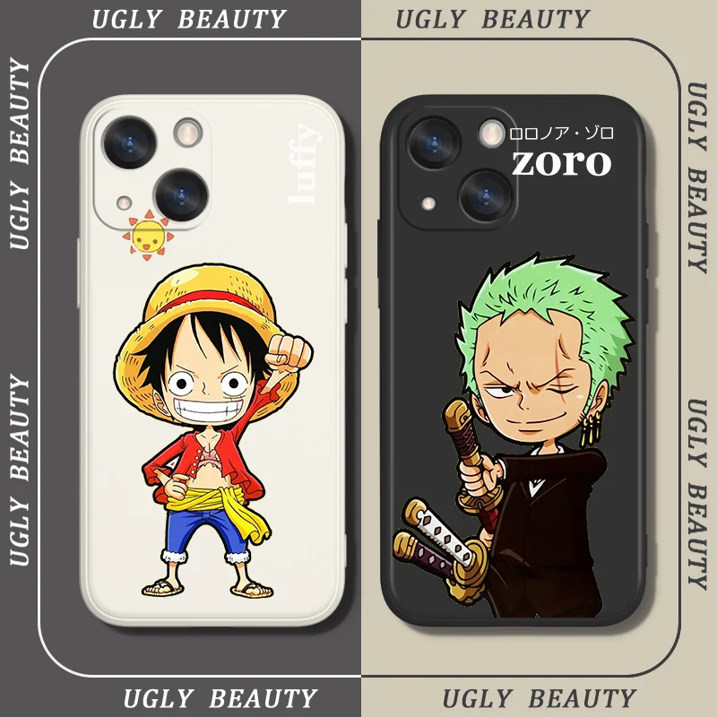 

Zoro Luffy Ones Pieces Phoen Case For iPhone 6 6S 7 8 plus X XR XS 11 12 13 14 pro MAX 12 13 mini Liquid Rope Funda Cover Soft