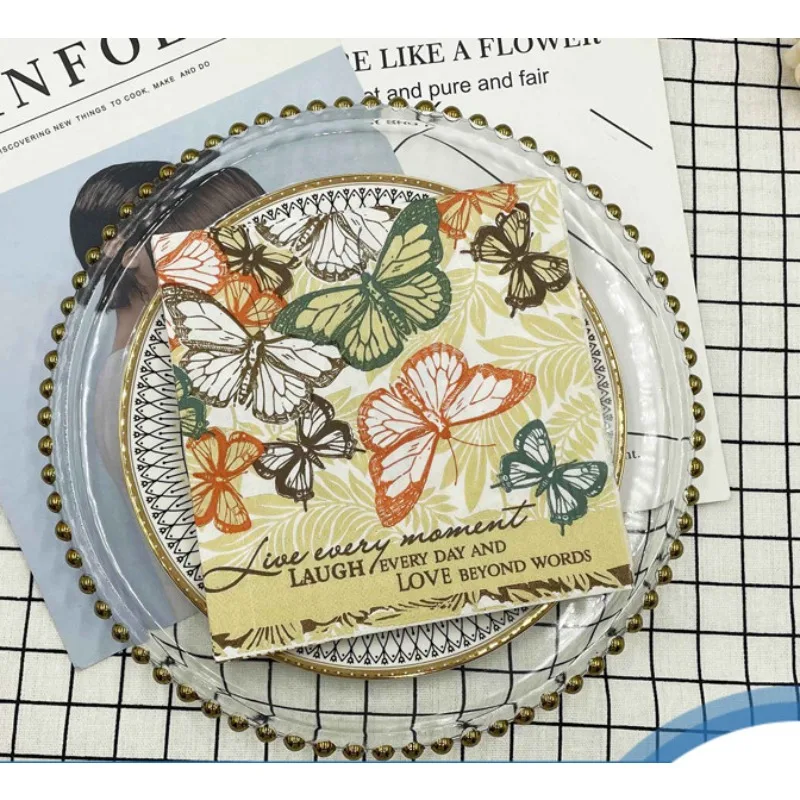 

Colorful Printed Napkin Butterfly Pattern Square Kleenex Cafe Party Table Decoration Flower Paper Disposable Wood Pulp Paper 33