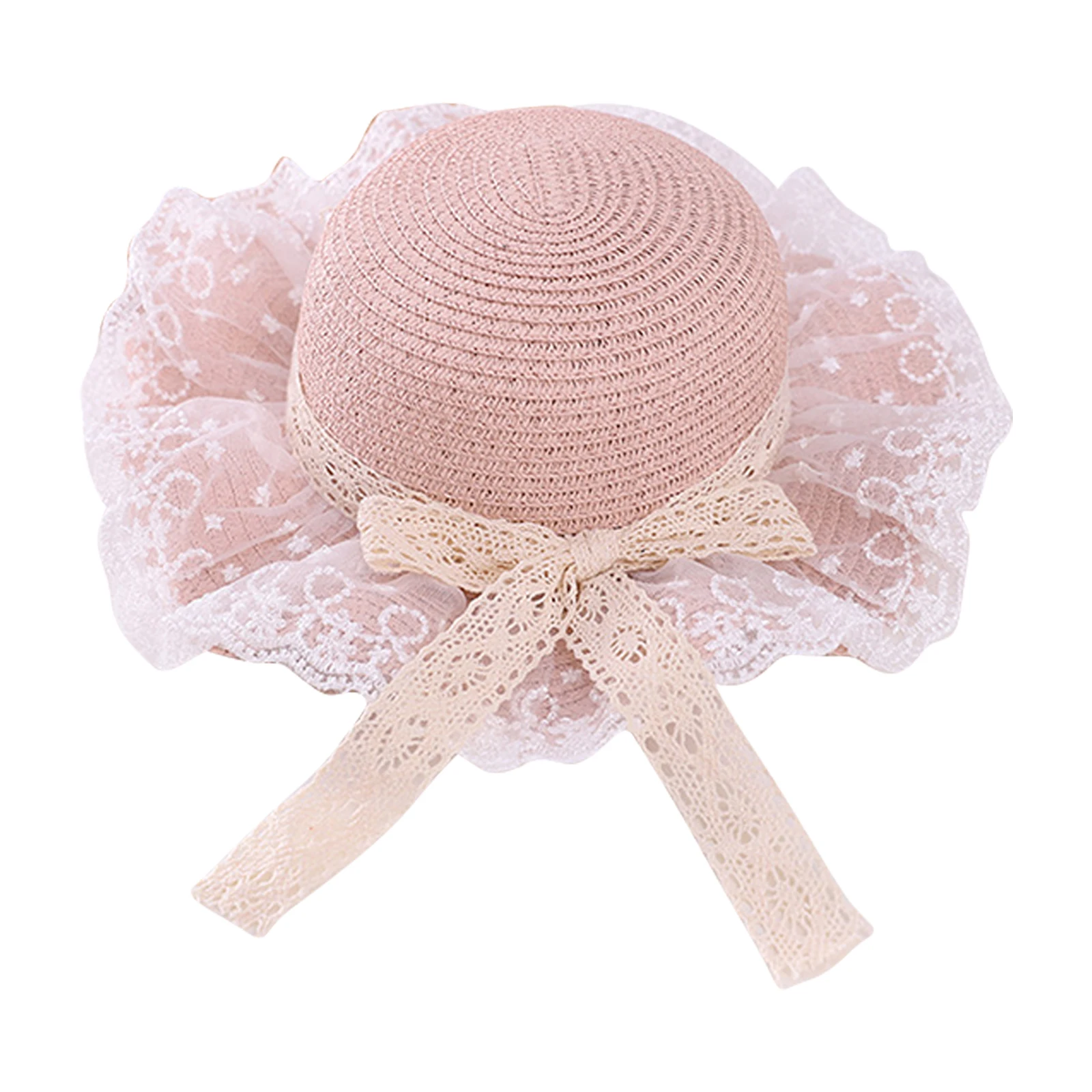 

Baby Girl Straw Hat Toddler Summer Beach Hats with Lace Bowknot Sun Protection Hats for Kids Girls 2-9 Years