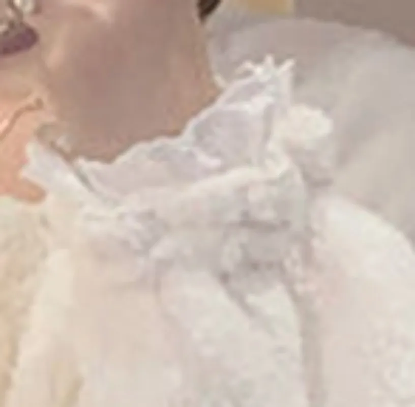 Girl Winter White Thin Thickened Nightgown Polyester Comfortable Square Collar Lace At Cuffs Leisure Wear With A Bow Decoration