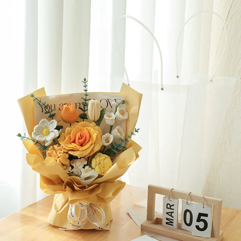 

Crochet Handmade Flower Knitted Flower Finished Product Wholesale Yarn Bouquet Creative Customized Gift Home Decor Flowers