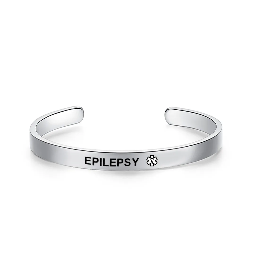 Браслет медицинский из нержавеющей стали с лазерной гравировкой и знаком жизни