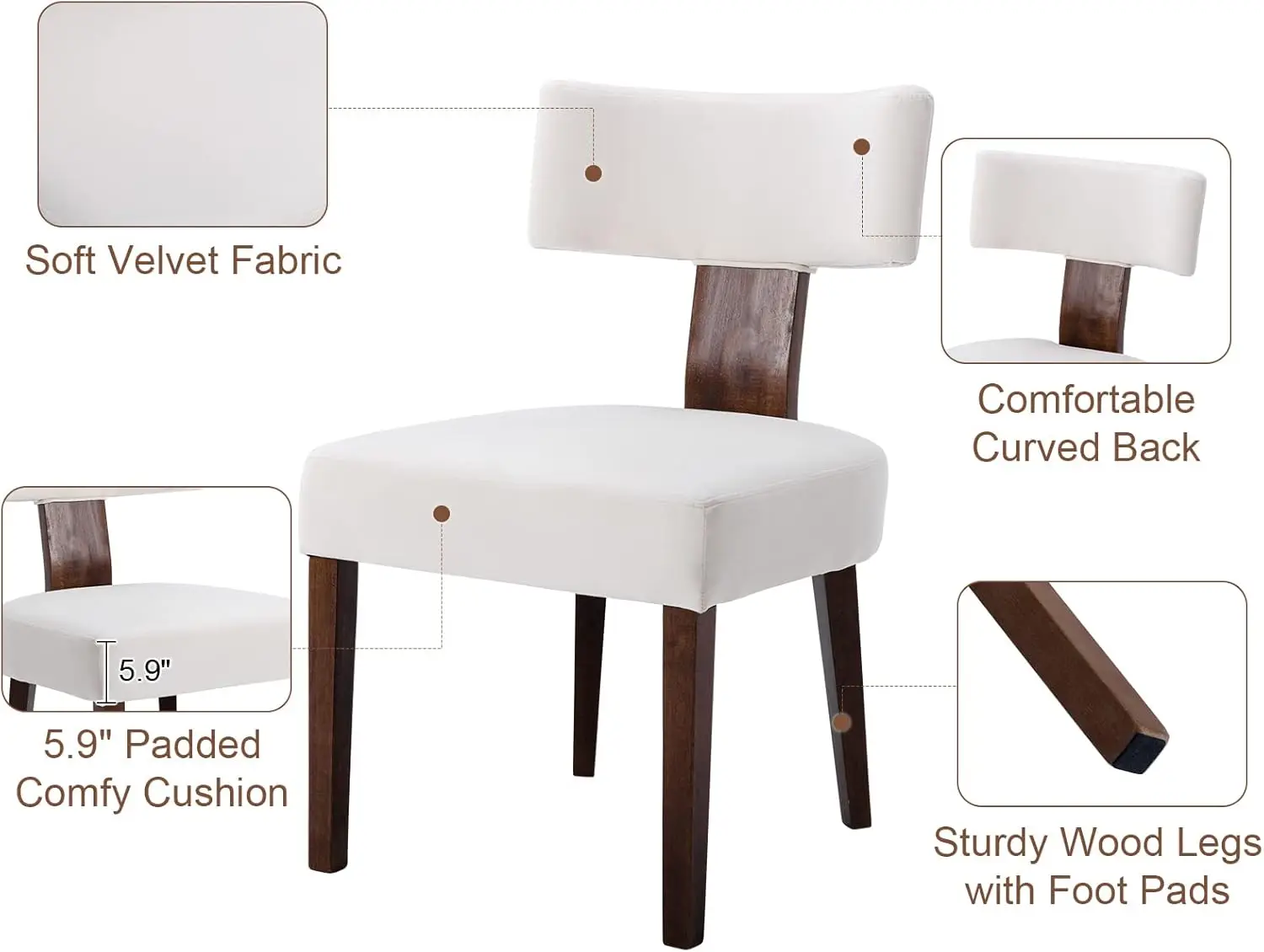 Мягкие обеденные стулья для фермерского дома набор из 4-х современных стульев