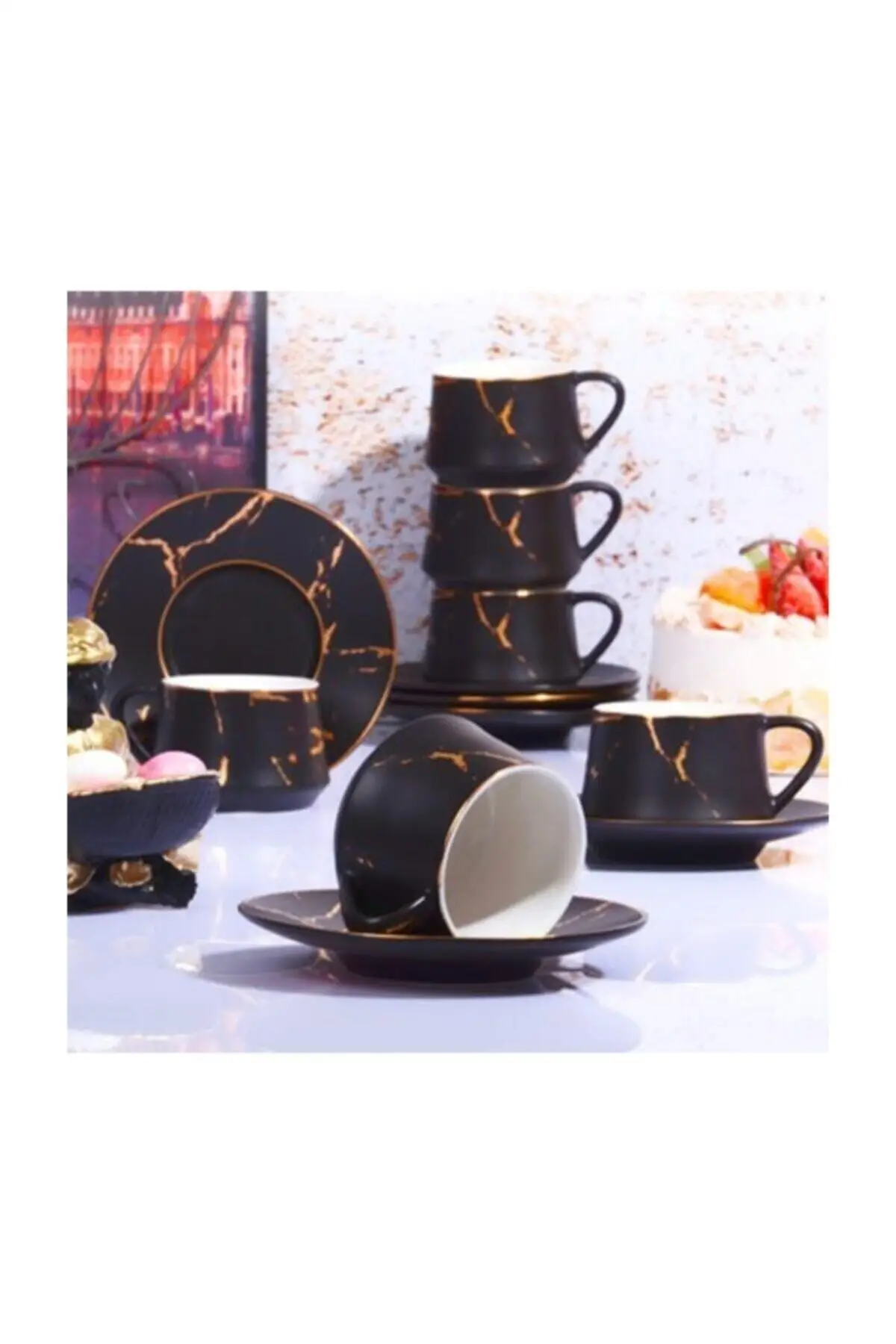 

Amazing Turkish Greek Arabic Coffee & Espresso Cup Set Kitchen Word New Bone 6 Psc. Cup Set