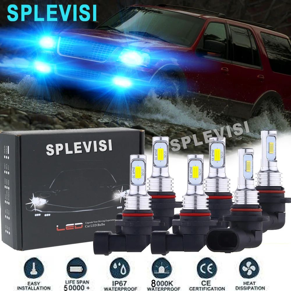 

LED Headlight Fog Light Hi Low Beam Bulbs Ice blue Car Lights For Ford Expedition 2003 2004 2005 2006 Explorer 2004 2005
