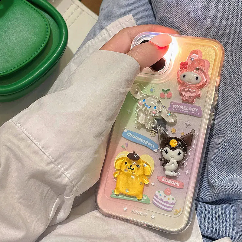 

Sanrio My Melody Cinnamoroll Kuromi Phone Case 14Promax New Mini Creativity Xsmax Doll Transparent Anti-Fall Girlfriend Gift