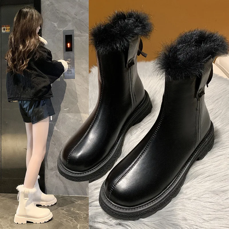 Модные женские зимние ботинки 2023, женская зимняя обувь, теплые плюшевые зимние  женские ботильоны, нескользящая женская зимняя обувь A4165 | AliExpress