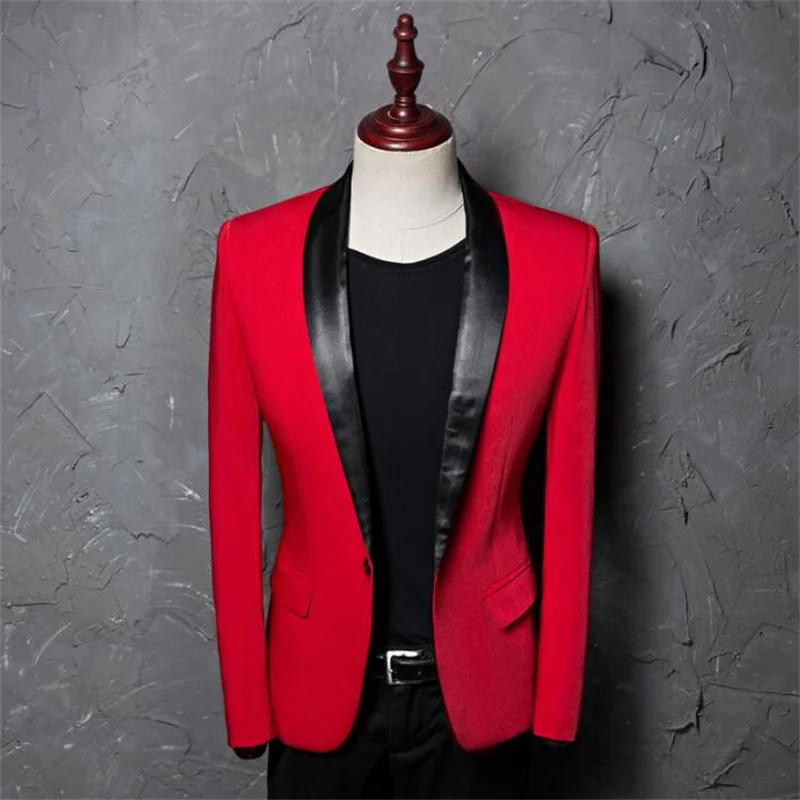 men slim suits designs korean homme terno stage costumes for singers men red blazer dance clothes jacket star style dress punk