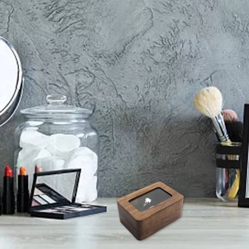 Прямоугольная шкатулка для колец из орехового дерева органайзер драгоценностей