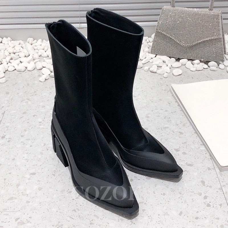 

Женские кожаные ботинки высокого качества, новые осенние дизайнерские короткие ботинки с острым носком и молнией на спине, банкетная женская обувь, увеличивающая рост