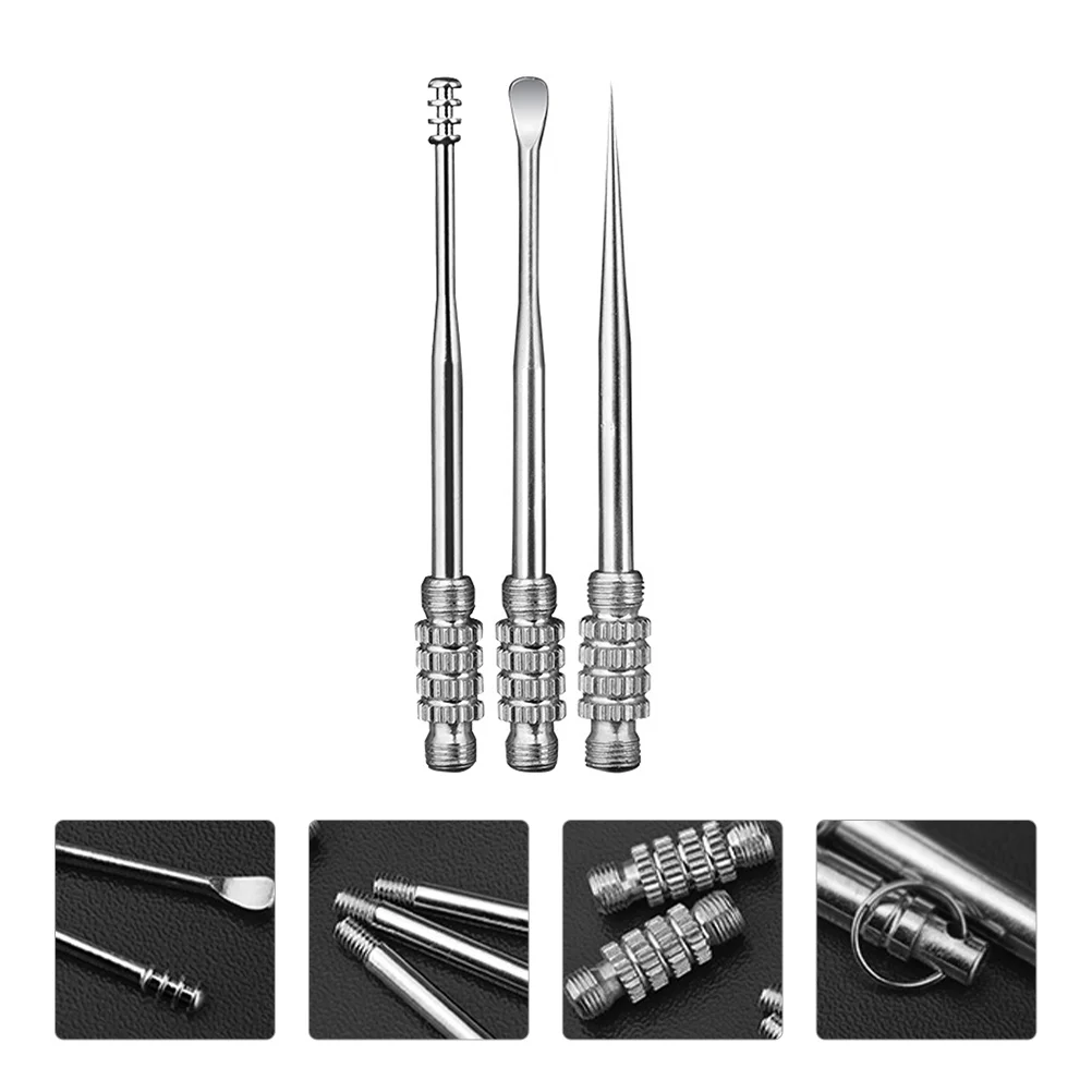 

3pcs Ear Wax Picking Tool Portable Ear Cleansing Tools Ear Scoops Stainless Steel Toothpicks for Outdoor Home