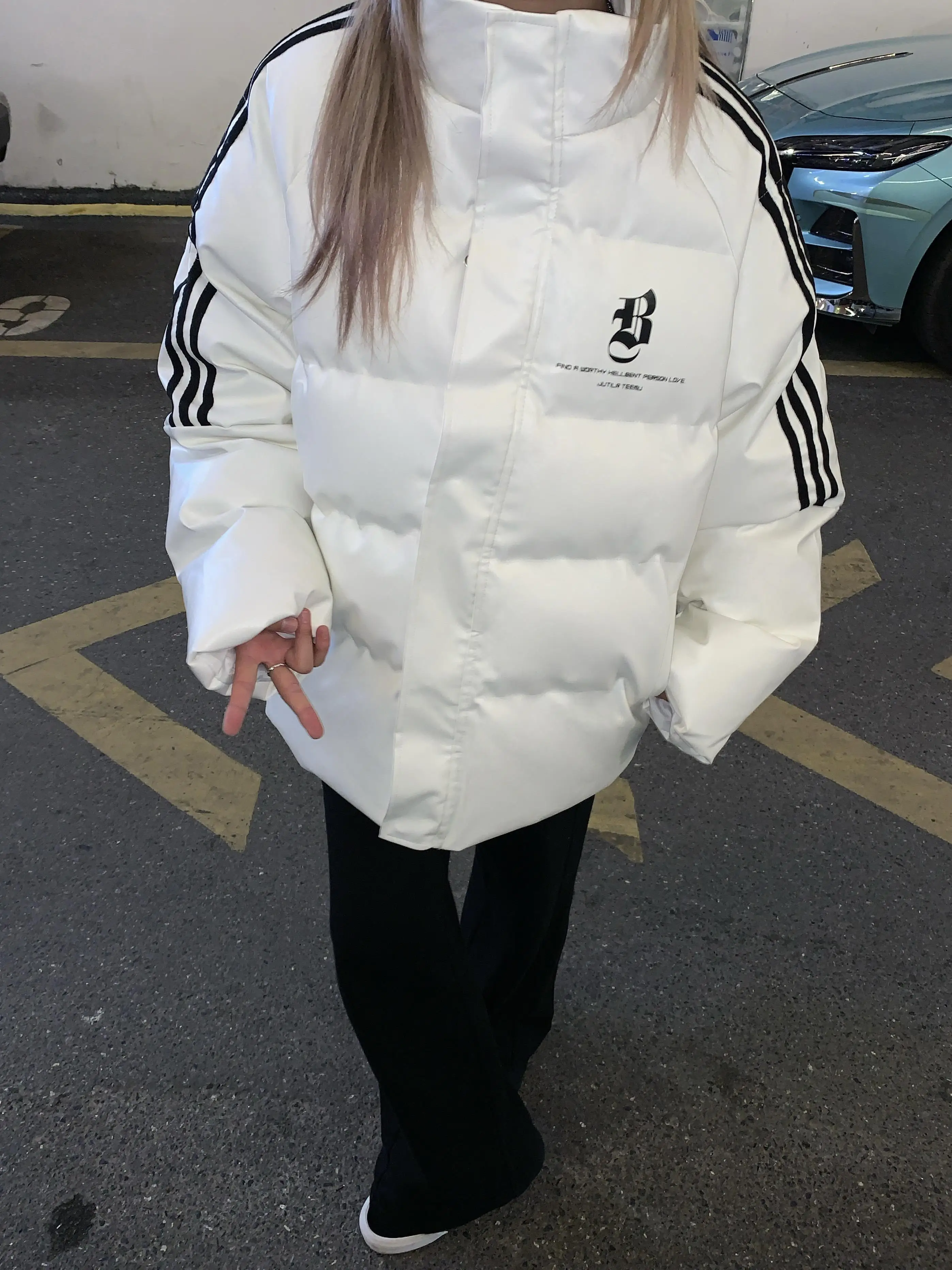 American vintage White down Jacket Cotton-padded Clothes Women 2024 New Winter PU Leather Cotton-Padded Thickened Warm...