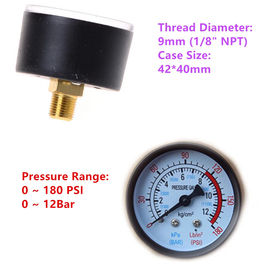 Gauge Air Compressor Pneumatic Hydraulic Fluid Pressure Gauge 0-12bar / 0-180psi Wholesale Low Price