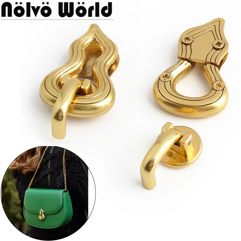 

5-10-30Sets Dull Gold Metal Gourd Shape Clasp Flip Locks For Leather Craft Bags Handbags Shoulder Purse DIY Hardware Accessories