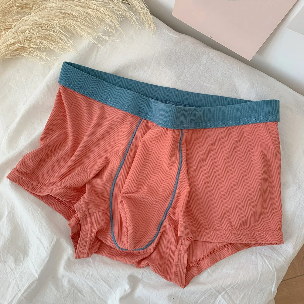 

2022 Men Seamless Modal Elastic Boxer Briefs Breathable Cotton Crotch Trunks Men's Lingerie Shorts U Pouch Panties Sleep Bottoms