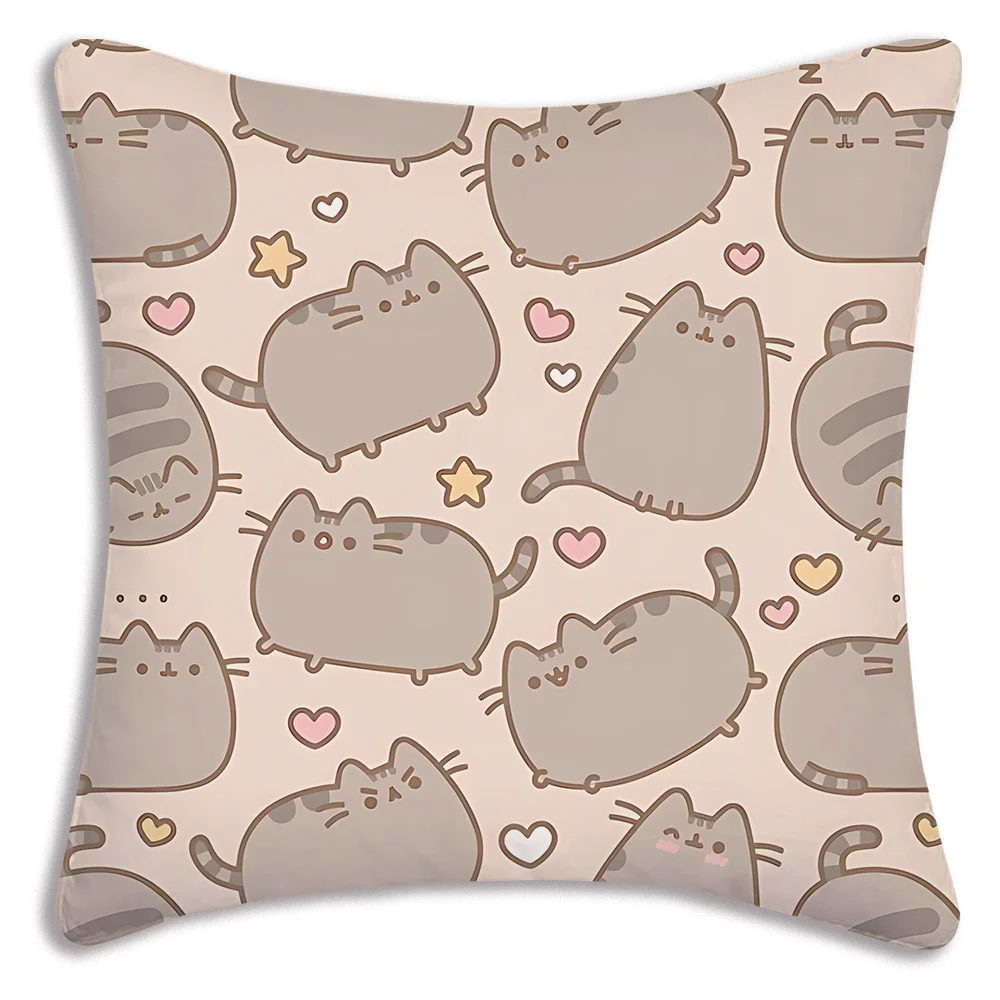 

Симпатичные Мультяшные наволочки для подушек с котом, мультяшный Диванный декоративный домашний двухсторонний короткий плюшевый милый чехол для подушки с принтом
