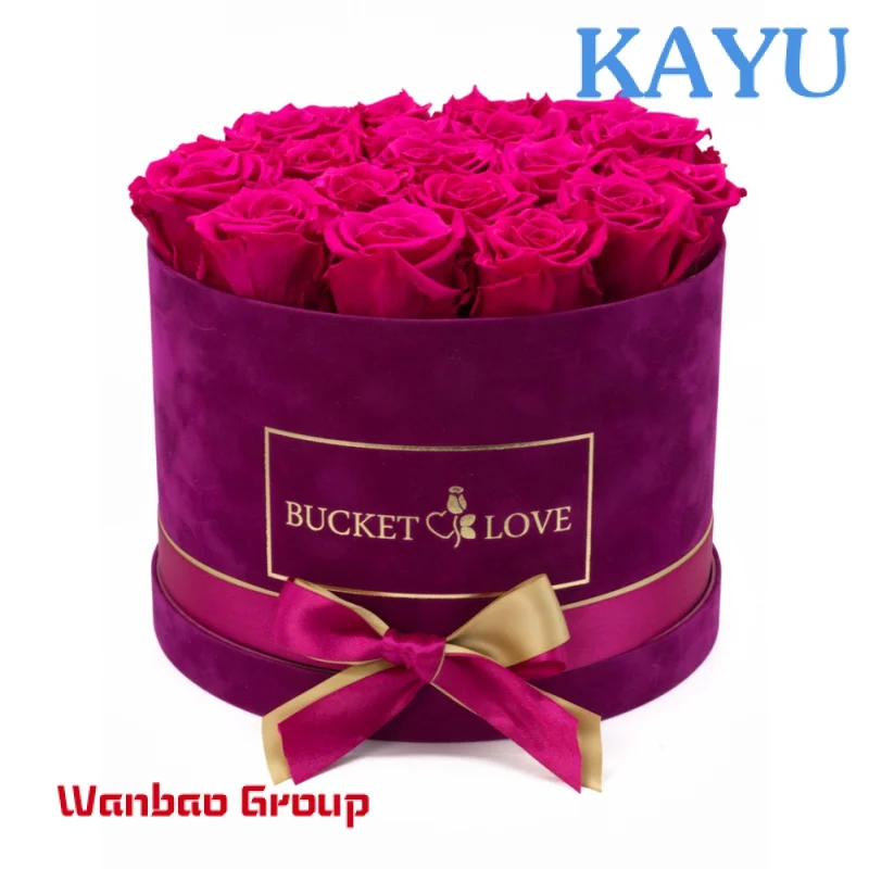 Luxury Round Shaped Velvet Gift Flower Box/Suede Rose Box/Velvet Jewelry Packaging Boxes