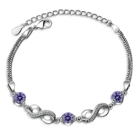silver color rhinestone girl double chain pulsera bracelet