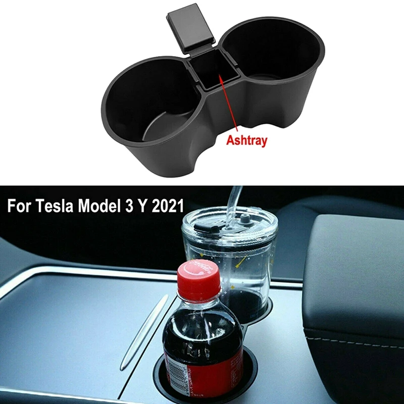 

For Tesla Model 3 / Model Y 2021 2022 Water Cup Holder Bracket Divider Limiter Ashtray Central Storage Drink Holder